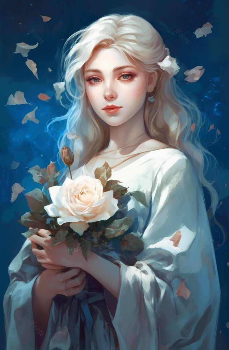 古风漂亮玫瑰花女孩花背景,插画/手绘图,插画/手绘图库,插画/手绘图下载,插画/手绘